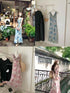 YIJA STUDIO Korean V neck Ruffled Design Slim Fit Dress